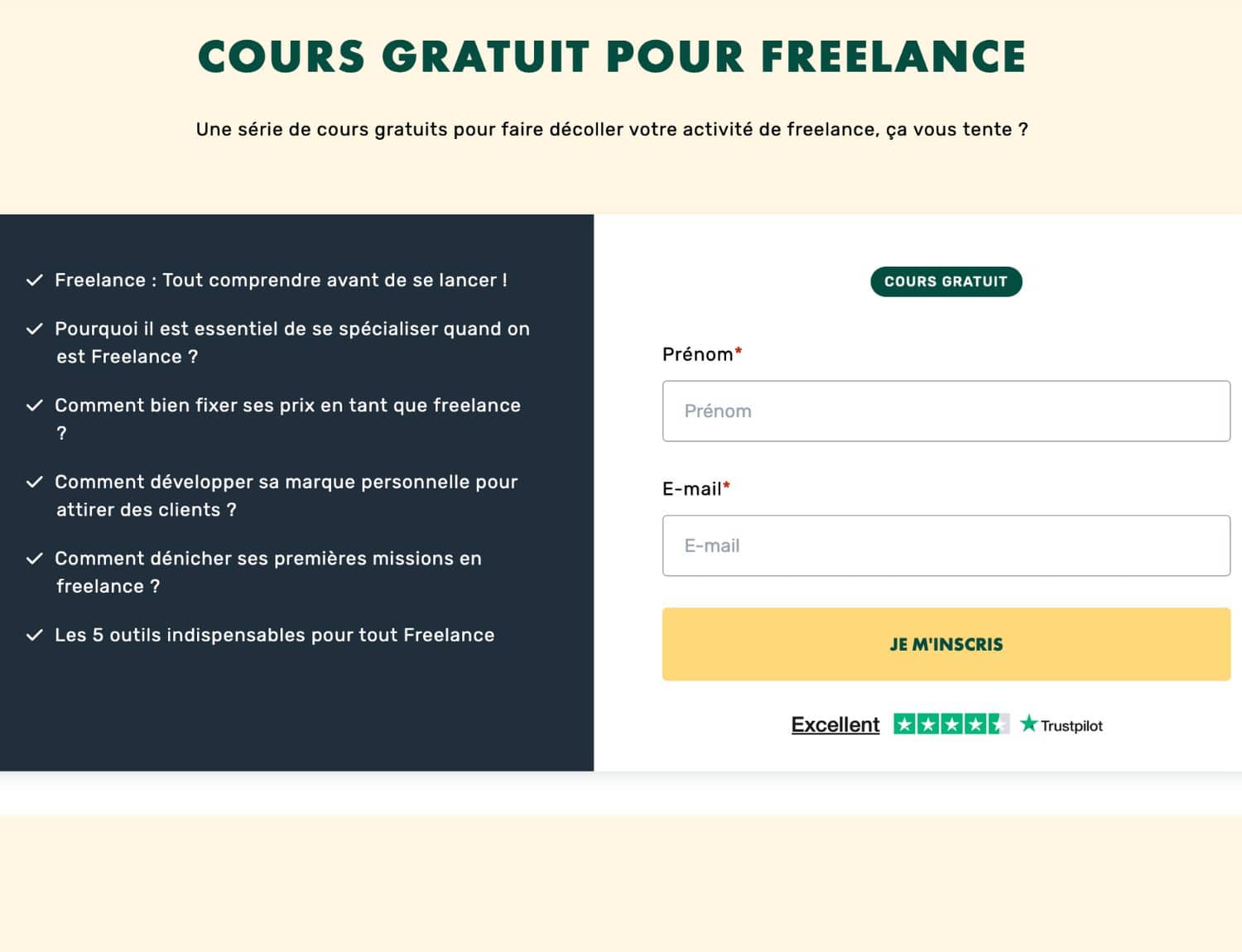 Formation freelance gratuite LiveMentor - lancer son activité d'indépendant en 5 jours