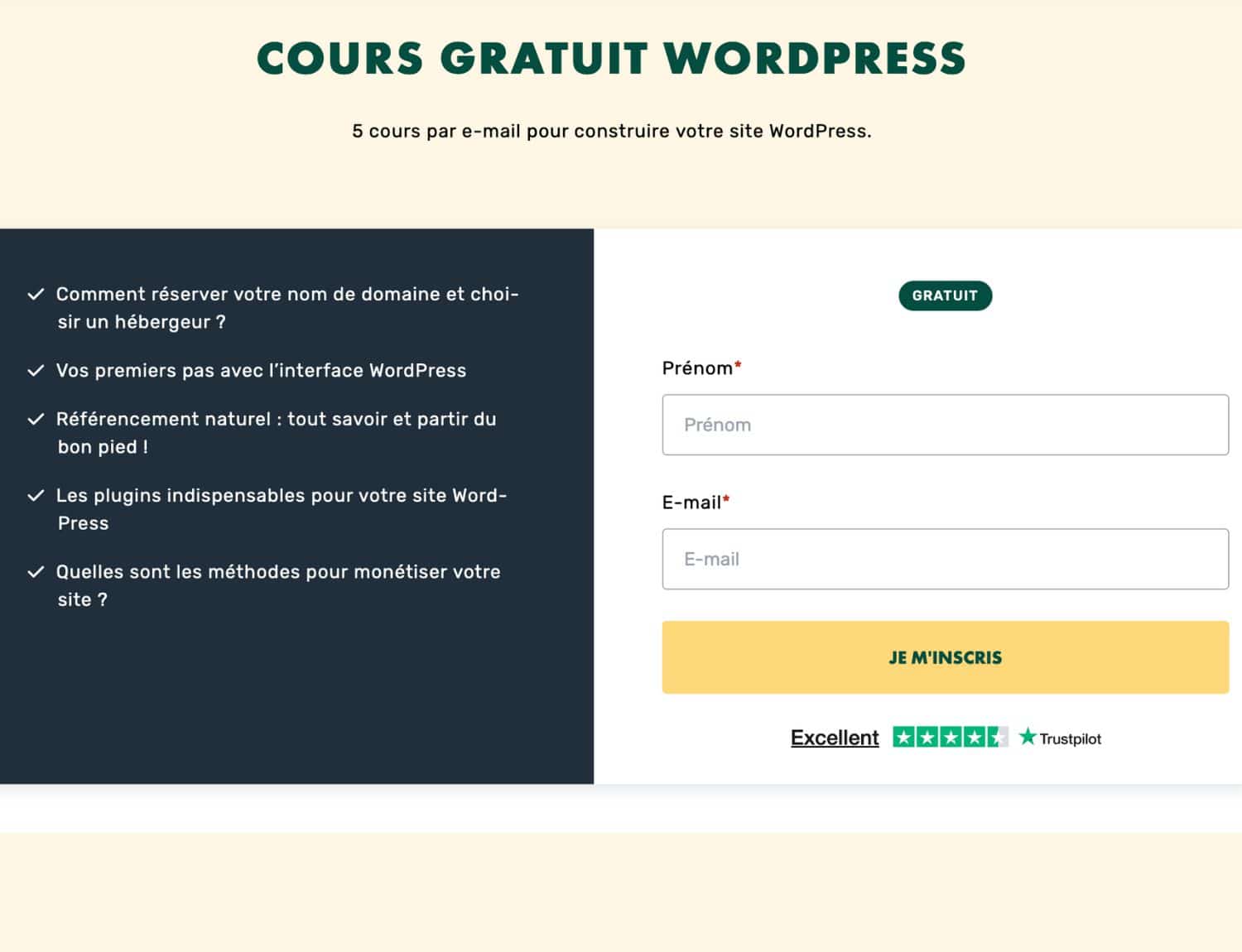 Formation WordPress gratuite LiveMentor - créer son site web professionnel sans coder