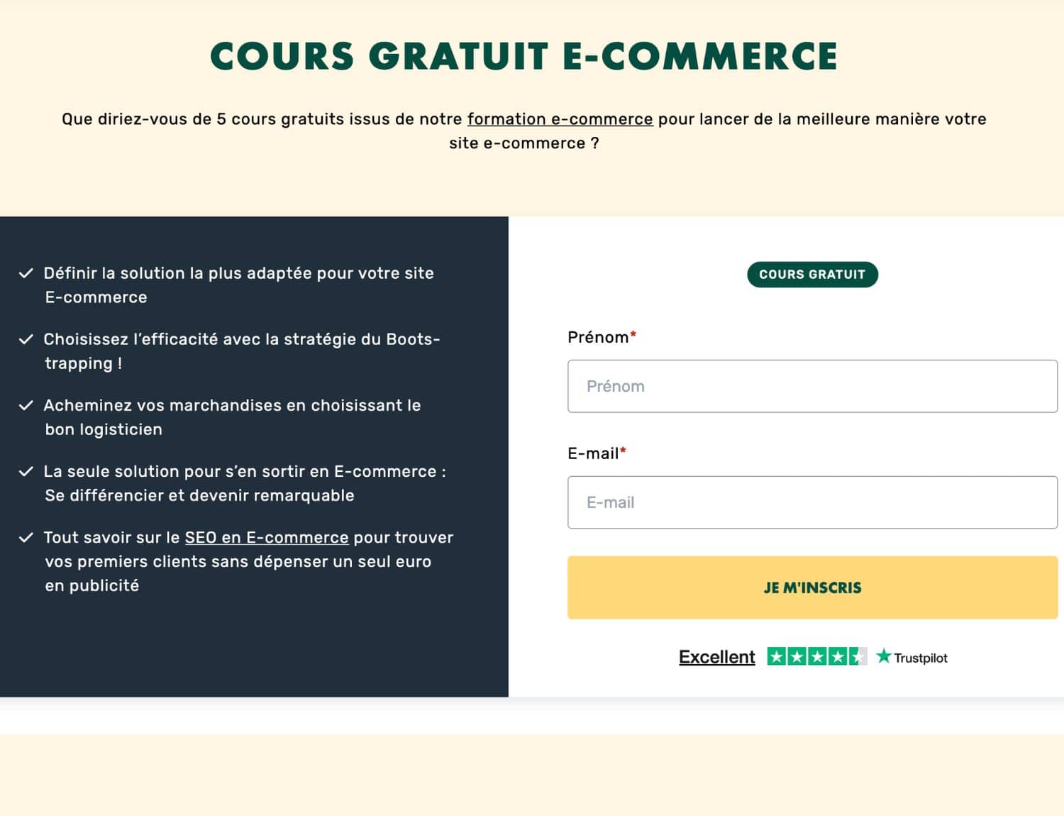 Formation e-commerce gratuite LiveMentor - lancer sa boutique en ligne rentable
