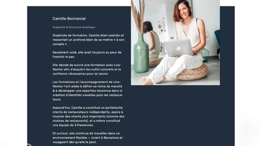 Témoignage Camille Bonnevial sur formation Livementor