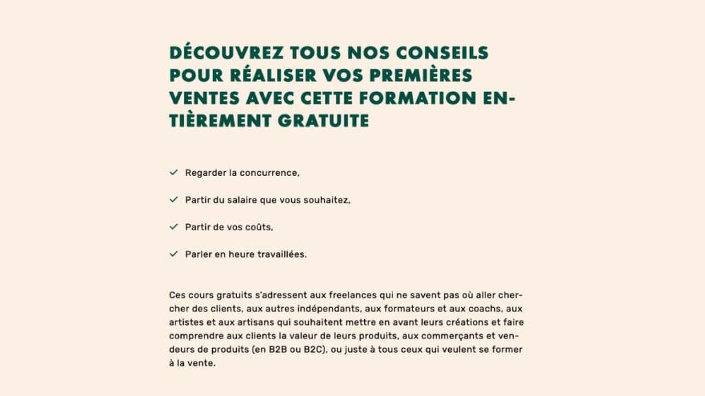 Visuel LiveMentor expliquant que la formation vente gratuite se compose de six cours par e-mail avec approche bienveillante de la vente﻿
