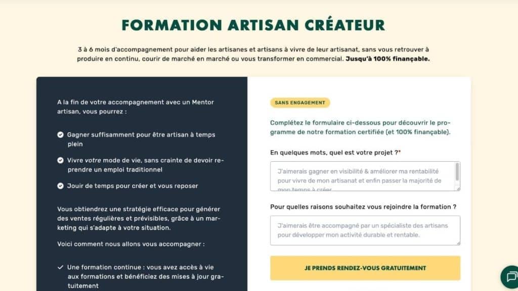Présentation de la formation Artisan créateur LiveMentor