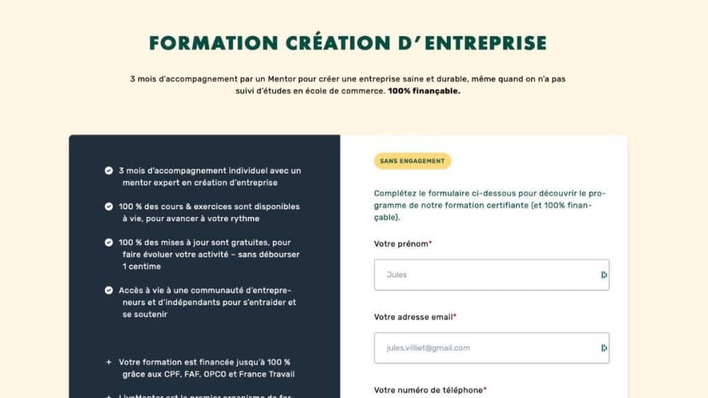 Présentation de la formation Gestion d’entreprise LiveMentor