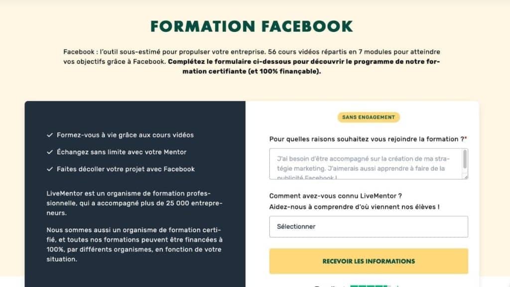 Présentation de la formation Facebook LiveMentor