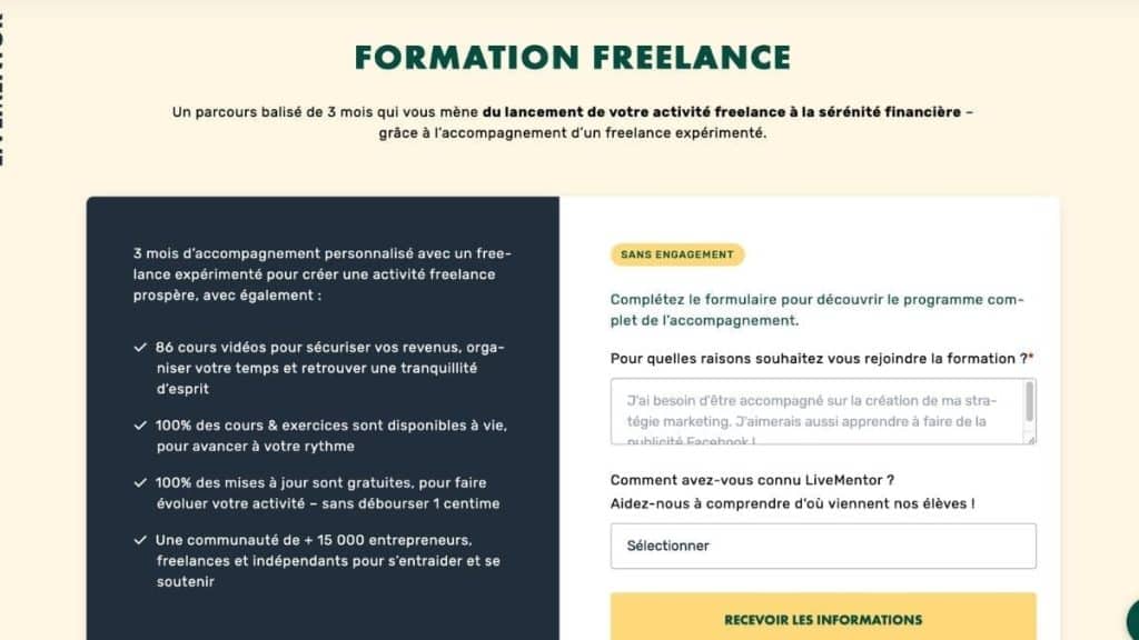 Présentation de la formation Freelance LiveMentor