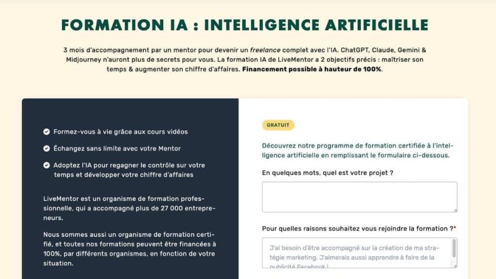 Présentation de la formation Intelligence artificielle LiveMentor