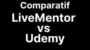 Visuel du comparatif LiveMentor vs Udemy pour choisir une formation en ligne